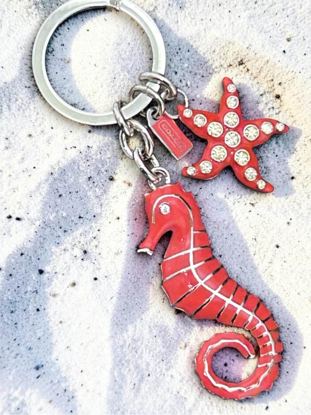 COACH Enameled Seahorse and Starfish Jeweled Bag Charm/ Keyring - Picture 8 of 8